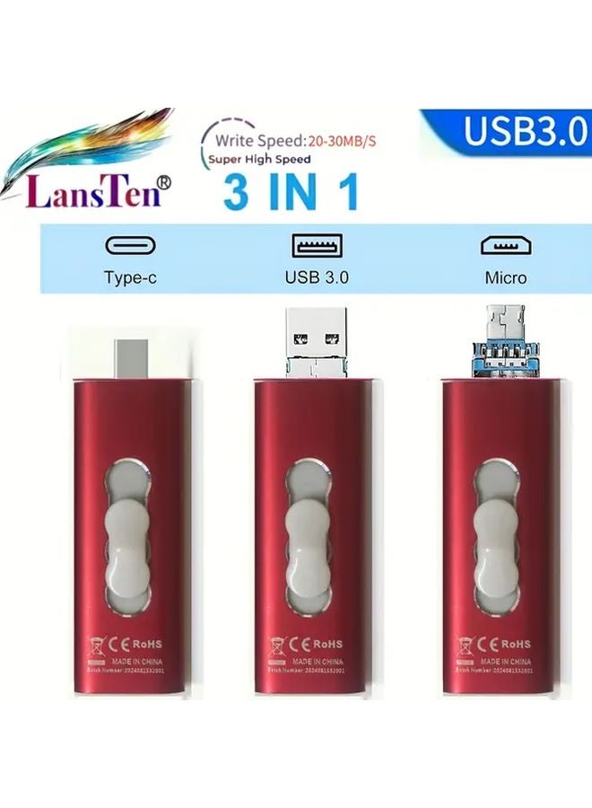 Lansten 3 In 1 USB Flash Drive 16GB USB C MicroUSB USB A For Android Phone Tablet PC Mac - Image 3